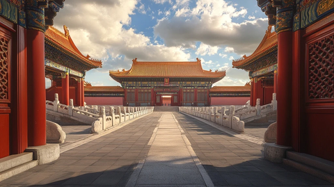 宏伟故宫建筑全景展现历史厚重感