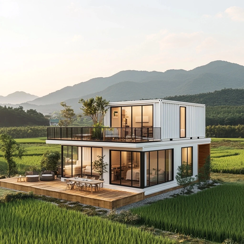 白墙木饰双层集装箱房