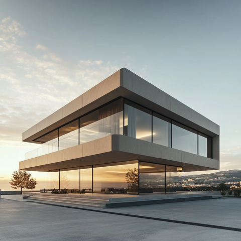 现代简约双层玻璃河景房