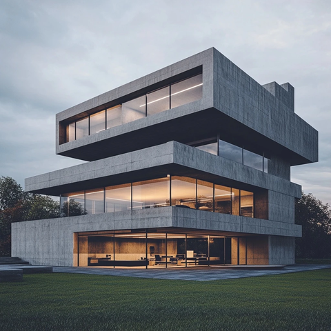 混凝土办公楼与顶层公寓