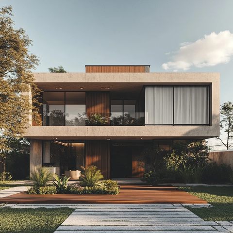 现代混凝土木材平顶屋