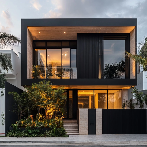 玻璃立面单户住宅带大门