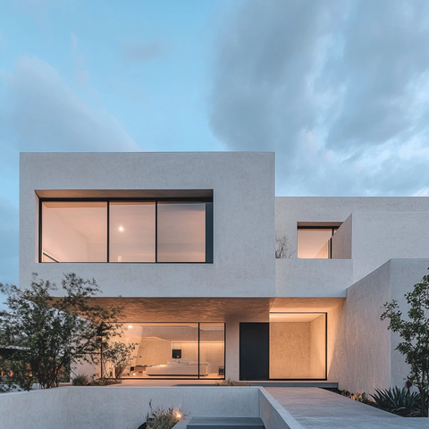 白色外墙单户住宅建筑