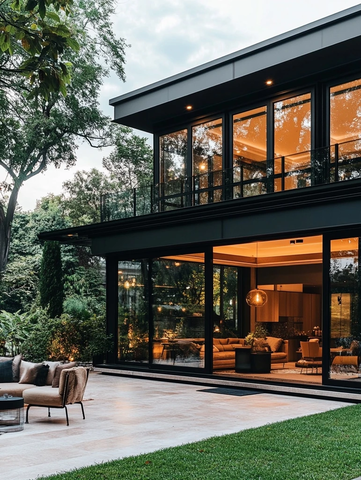 钢结构玻璃屋与户外花园