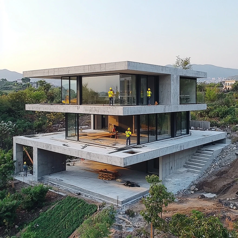 全景玻璃窗混凝土房屋建筑工地