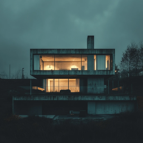 恐怖现代房屋自然光照