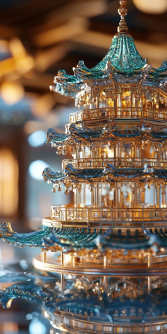 精美绝伦的多层中式楼阁建筑模型