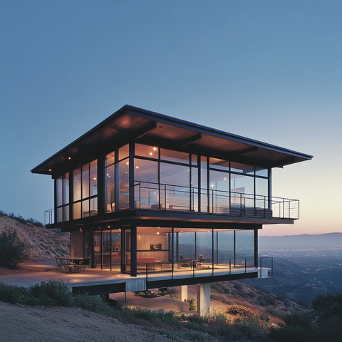 山谷钢结构玻璃住宅