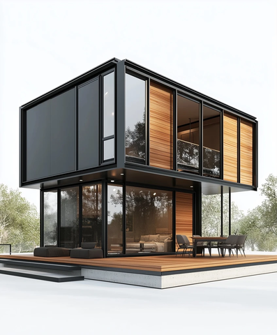 黑色金属立方体木质装饰房屋