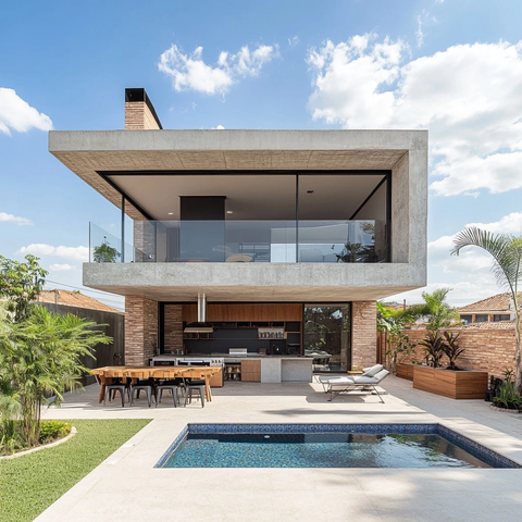 烧烤区停车位泳池设计