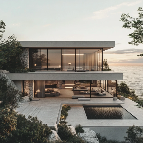 海景别墅玻璃墙自然融合