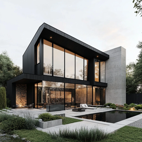 黑橡木玻璃混凝土住宅