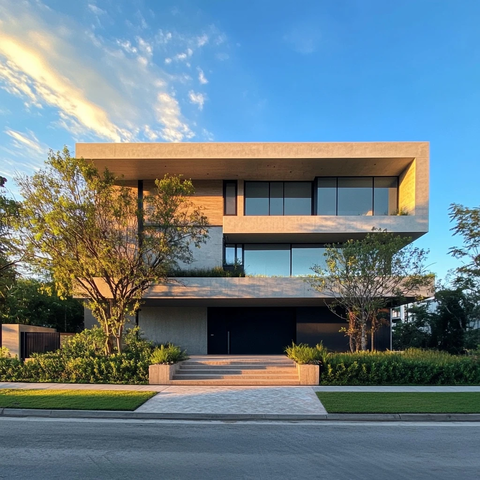 现代住宅与蓝天街道