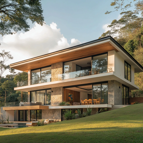 现代两层住宅自然融合