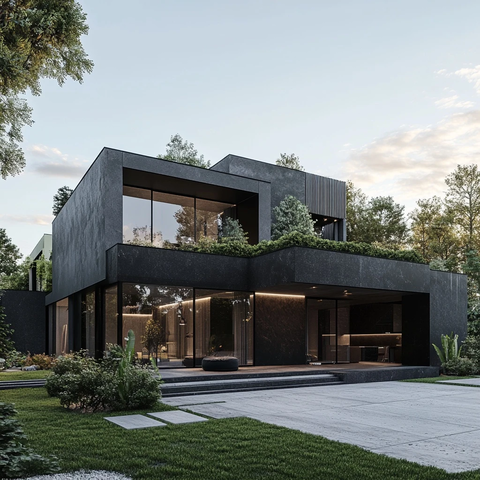 黑色水泥别墅入口设计