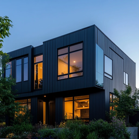 日落时分的外景房屋窗户