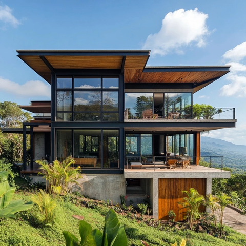 木质钢结构山间住宅