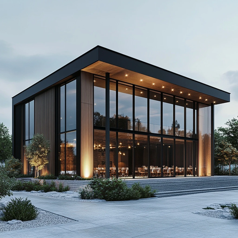 木质宴会厅外部设计