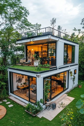 集装箱房子绿植阳台屋顶花园