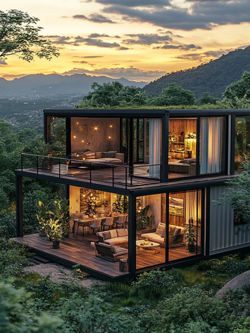 双层集装箱房绿景落地窗