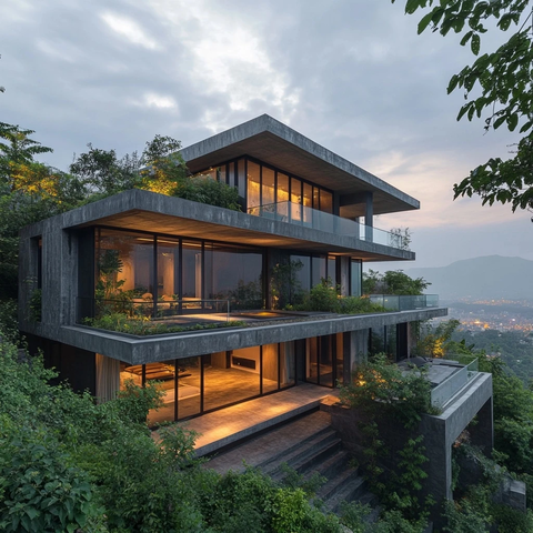 山景坡地三层住宅