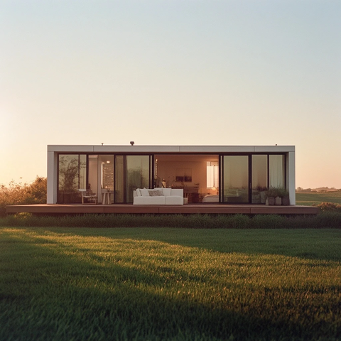 预制住宅外景绿草环绕