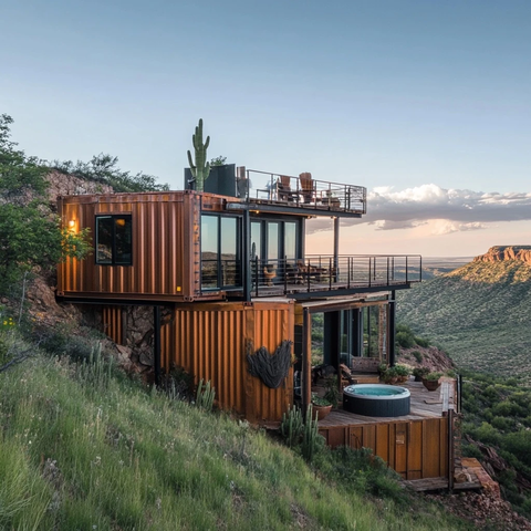 山坡集装箱住宅带瞭望塔