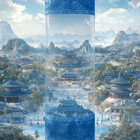 古风建筑群全景图