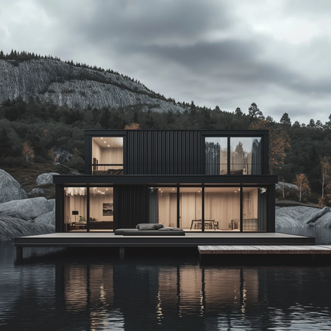 双层简约集装箱湖景房