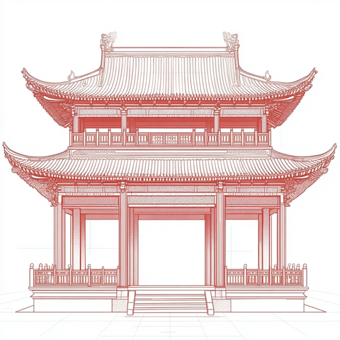 传统中式双层阁楼建筑设计图