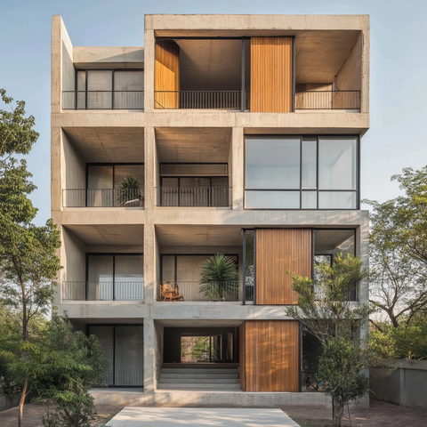 混凝土与木结构七层建筑