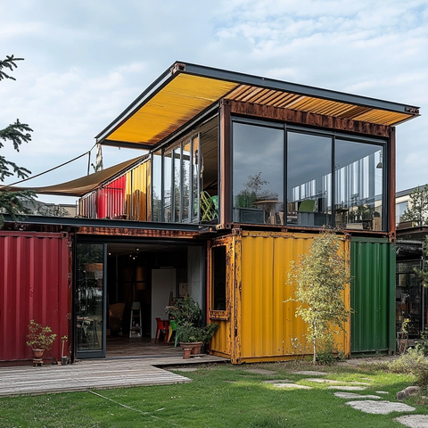 集装箱工作室带遮阳篷