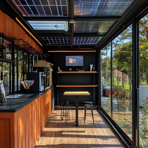 集装箱商铺玻璃窗太阳能屋顶