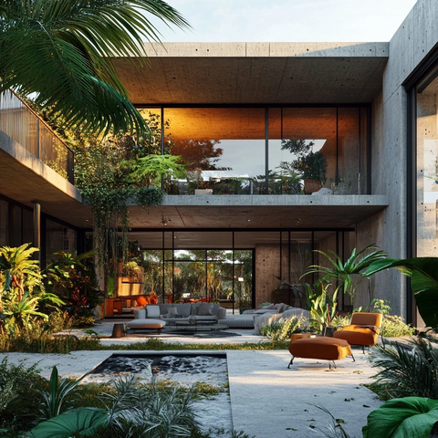 双层平顶工业房热带中庭