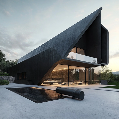 黑色金属炮筒形双筒别墅