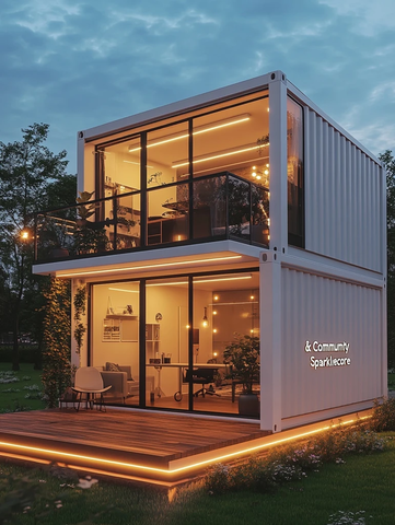 白色容器屋与屋顶露台