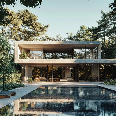 破损混凝土别墅泳池景观