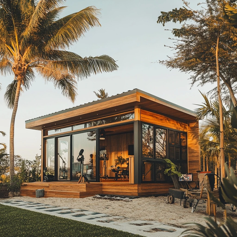 海滩木屋播客录音工作室