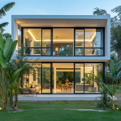 两层现代住宅绿意环绕