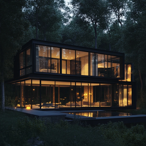 玻璃屋夜灯森林露台