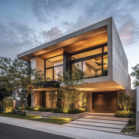 现代住宅混凝土木质窗框设计