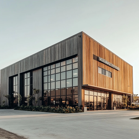 木材工厂外景与招牌