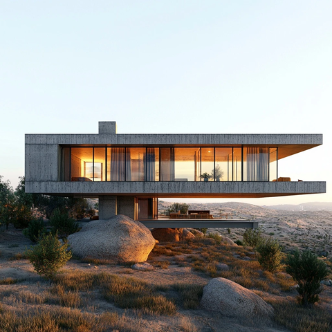 混凝土悬挑房屋玻璃幕墙