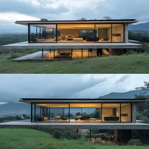 山坡玻璃屋与自然融合设计