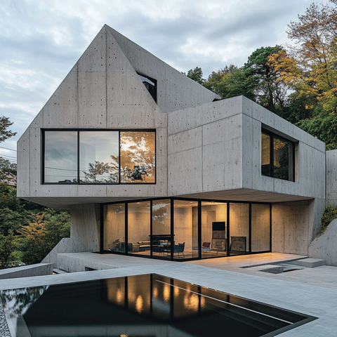 混凝土金字塔屋顶住宅