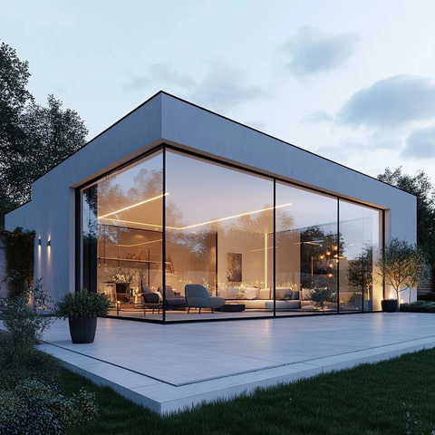 现代玻璃屋无缝连接设计