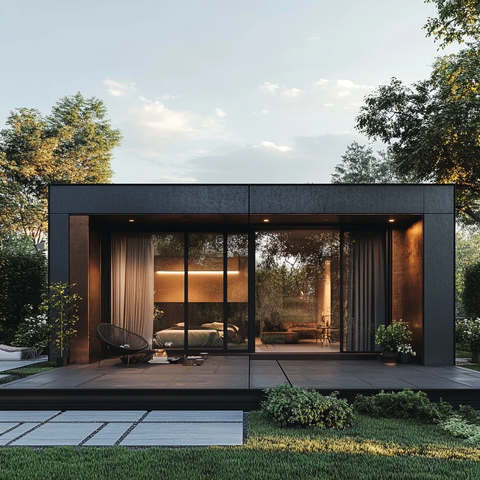 灰色别墅带铜饰和露台