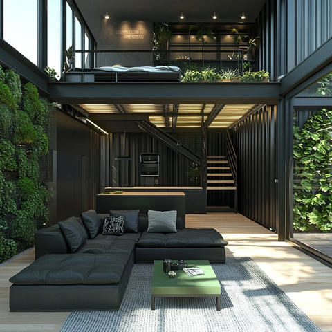 黑色容器绿色家居设计