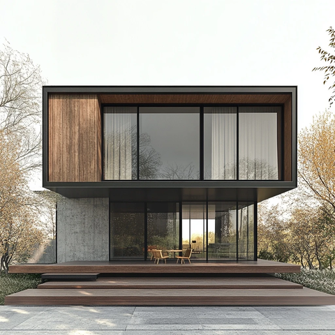 木质玻璃铁艺简约住宅