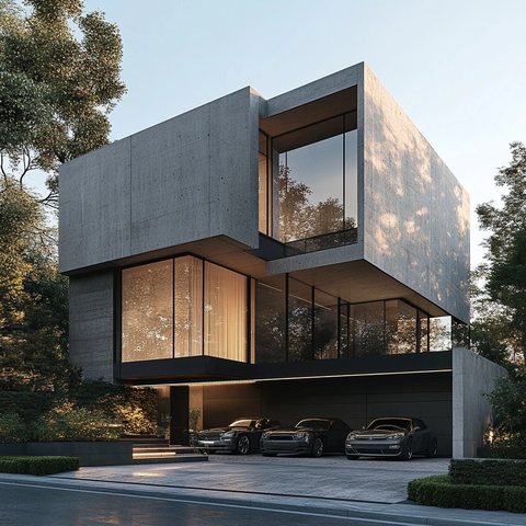 混凝土与玻璃住宅立面